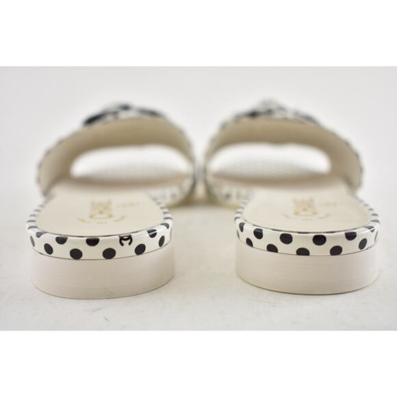 Chanel 24P Black White Camellia Flower Polka Dot CC Logo Mule Slide Sandal 38 - Picture 14 of 15